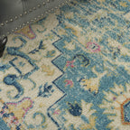 Nourison Passion Ivory/Light Blue 3'9' X 5'9' Area Rug, Boho, Moroccan, Bed Room, Living Room, Dining Room, Kitchen, Easy Clea