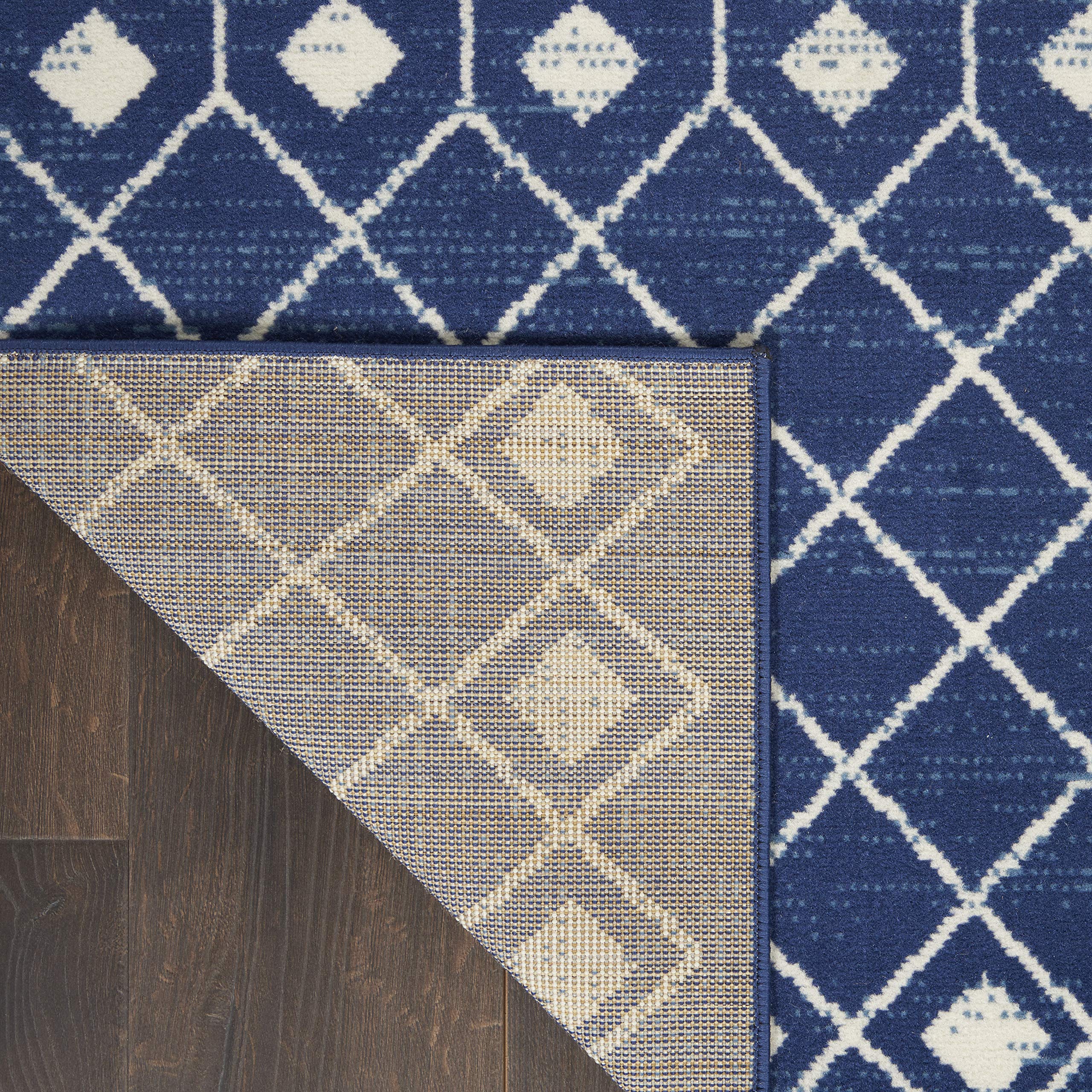 Nourison Grafix Moroccan Navy 7'10' X 9'10' Area Rug, Easy Cleaning, Non Shedding, Bed Room, Living Room, Dining Room, Kitchen