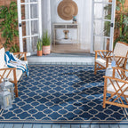 Safavieh Courtyard Collection 8' X 10' Blue/Beige Cy6918 Trellis Indoor/ Outdoor Patio Backyard Mudroom Area Rug