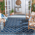 SAFAVIEH Courtyard Collection Area Rug - 67 Square, Navy & Beige, Non-Shedding & Easy Care, Indoor/Outdoor & Washable-Ideal for
