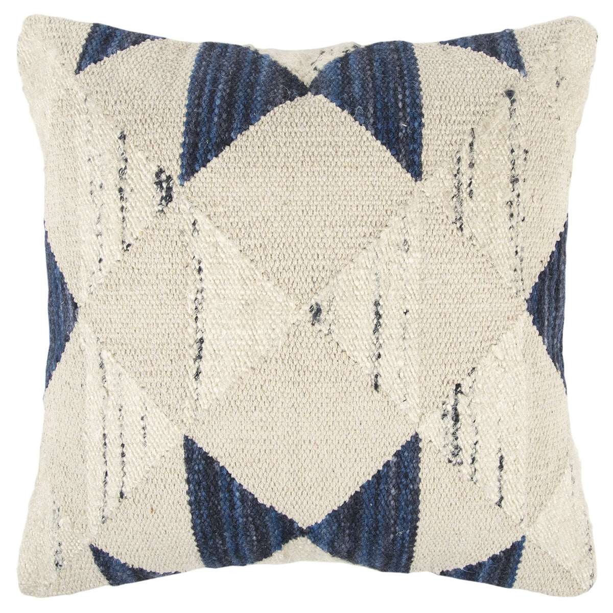 Rizzy Home T13843 Decorative Pillow, 20&quot; x 20&quot;, Dk Blue/Beige