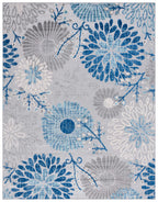 Safavieh Cabana Collection Area Rug - 8' X 10', Grey & Blue, Floral Design, Non-Shedding & Easy Care, Indoor/Outdoor & Washable-Ideal For Patio, Backyard, Mudroom (Cbn832F)