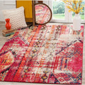 SAFAVIEH Monaco Collection Area Rug - 67 x 92, Magenta & Multi, Boho Chic Tribal Distressed Design, Non-Shedding & Easy Care, 