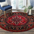 SAFAVIEH Vintage Hamadan Collection Area Rug - 67 Round, Red & Multi, Oriental Traditional Persian Design, Non-Shedding & Easy 