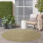 Nourison Essentials Indoor/Outdoor Green Gold 6' X Round Area Rug, Easy Cleaning, Non Shedding, Bed Room, Living Room, Dining Room, Backyard, Deck, Patio (6 Round)