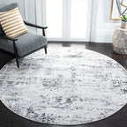 Safavieh Amelia Collection Area Rug - 3' Round, Ivory & Grey, Modern Abstract Design, Non-Shedding & Easy Care, Ideal for High T