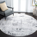 SAFAVIEH Amelia Collection Area Rug - 53 Round, Ivory & Grey, Modern Abstract Design, Non-Shedding & Easy Care, Ideal for High 
