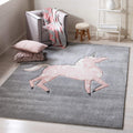 SAFAVIEH Carousel Kids Collection Accent Rug - 4 x 6, Grey & Pink, Non-Shedding & Easy Care, Ideal for High Traffic Areas for 