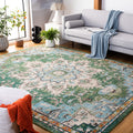 SAFAVIEH Madison Collection X-Large Area Rug - 12 x 18, Green & Turquoise, Medallion Distressed Design, Non-Shedding & Easy Ca