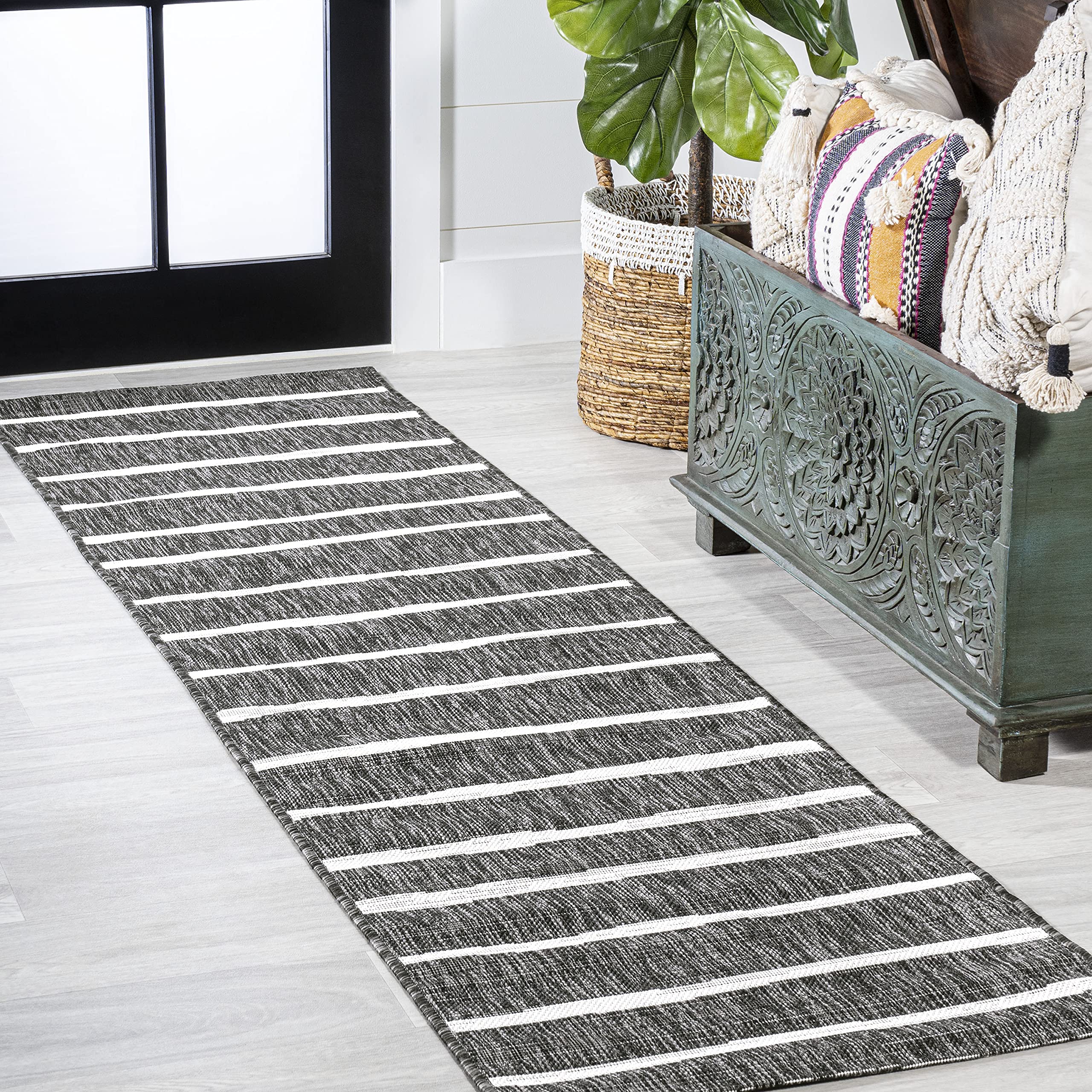 Jonathan Y Smb125E-210 Colonia Berber Stripe Indoor Outdoor Area Rug Bohemian Contemporary Easy Cleaning Bedroom Kitchen Backyar