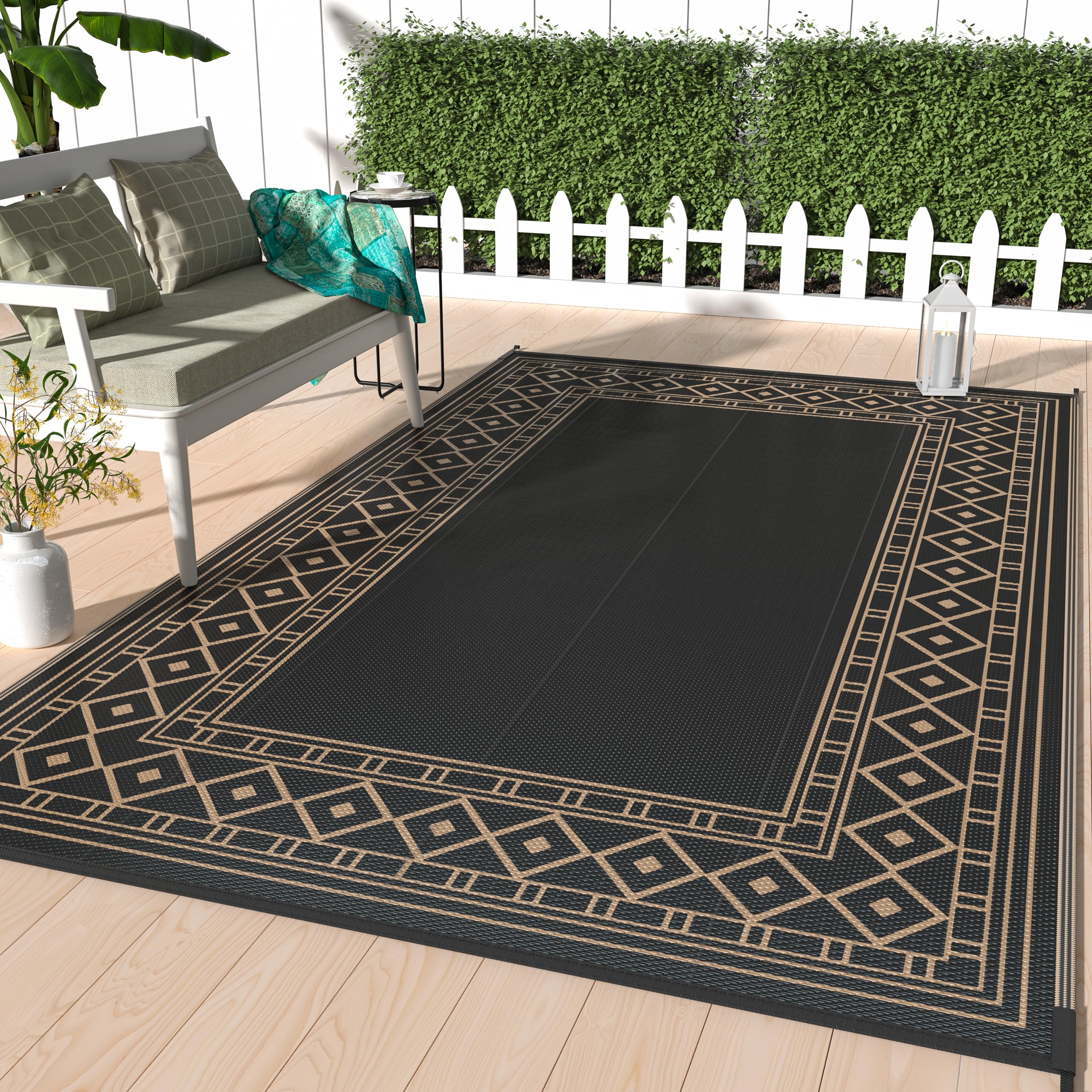 Genimo Outdoor Rug 5' X 8' Waterproof For Patios Clearance, Reversible Outdoor Plastic Straw Rug Carpet, Camping Mats For Outdoo