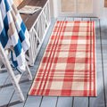 SAFAVIEH Courtyard Collection 23 x 14 Red/Bone CY6201 Plaid Indoor/ Outdoor Patio Backyard Mudroom Runner Rug