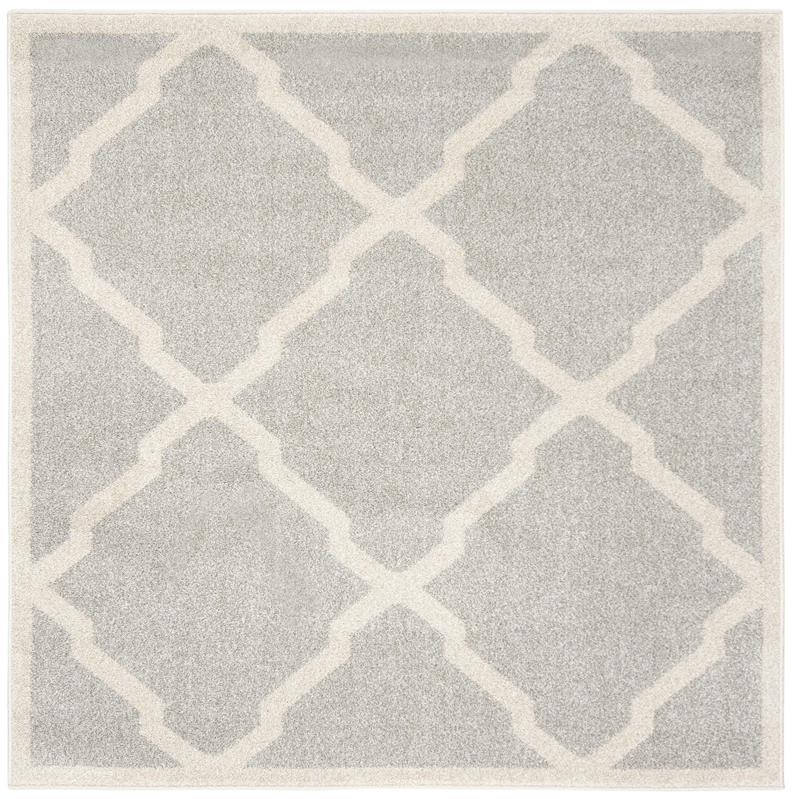 SAFAVIEH Amherst Collection 7 Square Light Grey/Beige AMT421B Moroccan Trellis Non-Shedding Living Room Bedroom Dining Home Off