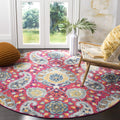 SAFAVIEH Madison Collection 4' Round Fuchsia / Gold MAD600A Boho Chic Glam Paisley Non-Shedding Dining Room Entryway Foyer Livin