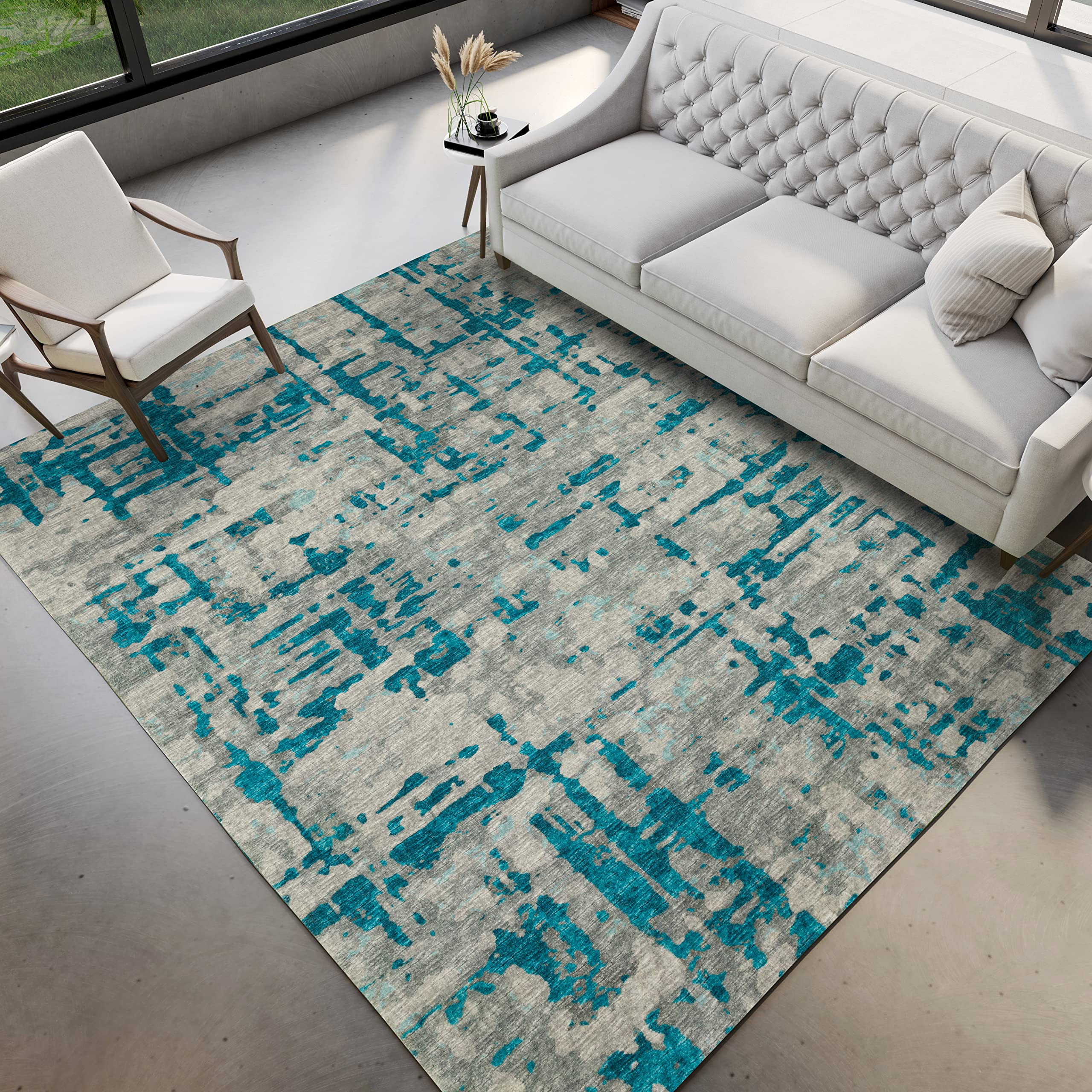 Dalyn Rugs Brisbane Br5 Modern Camouflage Teal 5' X 7'6"