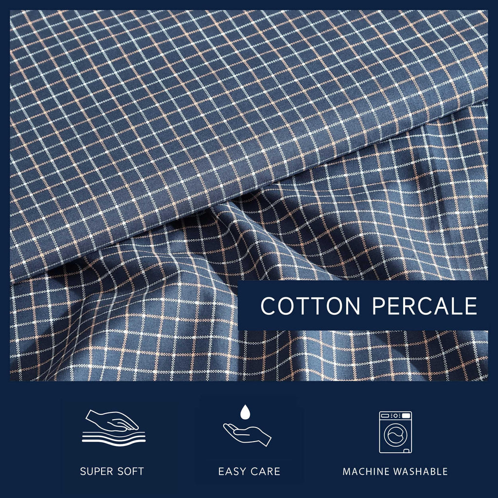 Nautica - Twin Sheets, Premium Cotton Percale Bedding Set, Plaid Bedding Set, Oeko-Tex Certified (Reece Plaid Navy, Twin)