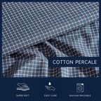 Nautica - Twin Xl Sheets, Premium Cotton Percale Bedding Set, Plaid Home Decor, Oeko-Tex Certified (Reece Plaid Navy, Twin Xl)