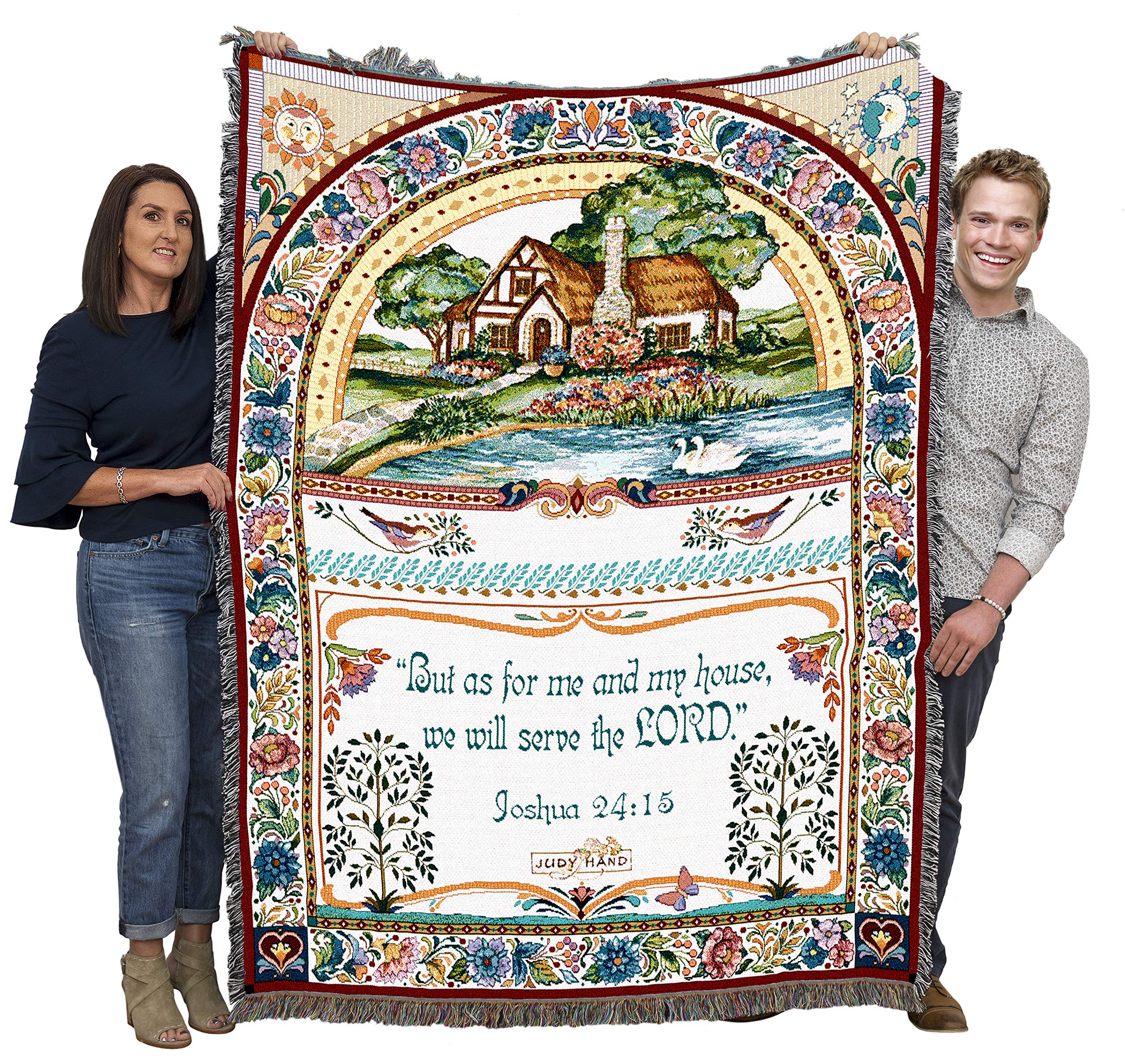 Pure Country Weavers We Will Serve The Lord Blanket By Judy Hand - Scriptures - Joshua 24:15 - Religious Gift Tapestry Throw Wov