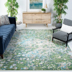SAFAVIEH Madison Collection Area Rug - 10' x 14', Green & Turquoise, Boho Abstract Distressed Design, Non-Shedding & Easy Care, 