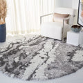 SAFAVIEH Horizon Shag Collection Area Rug - 10 Round, Grey & Ivory, Modern Abstract Design, Non-Shedding & Easy Care, 2-inch Th