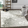 SAFAVIEH Adirondack Collection 3 Square Silver/Ivory ADR114B Floral Glam Damask Distressed Non-Shedding Living Room Bedroom Ent