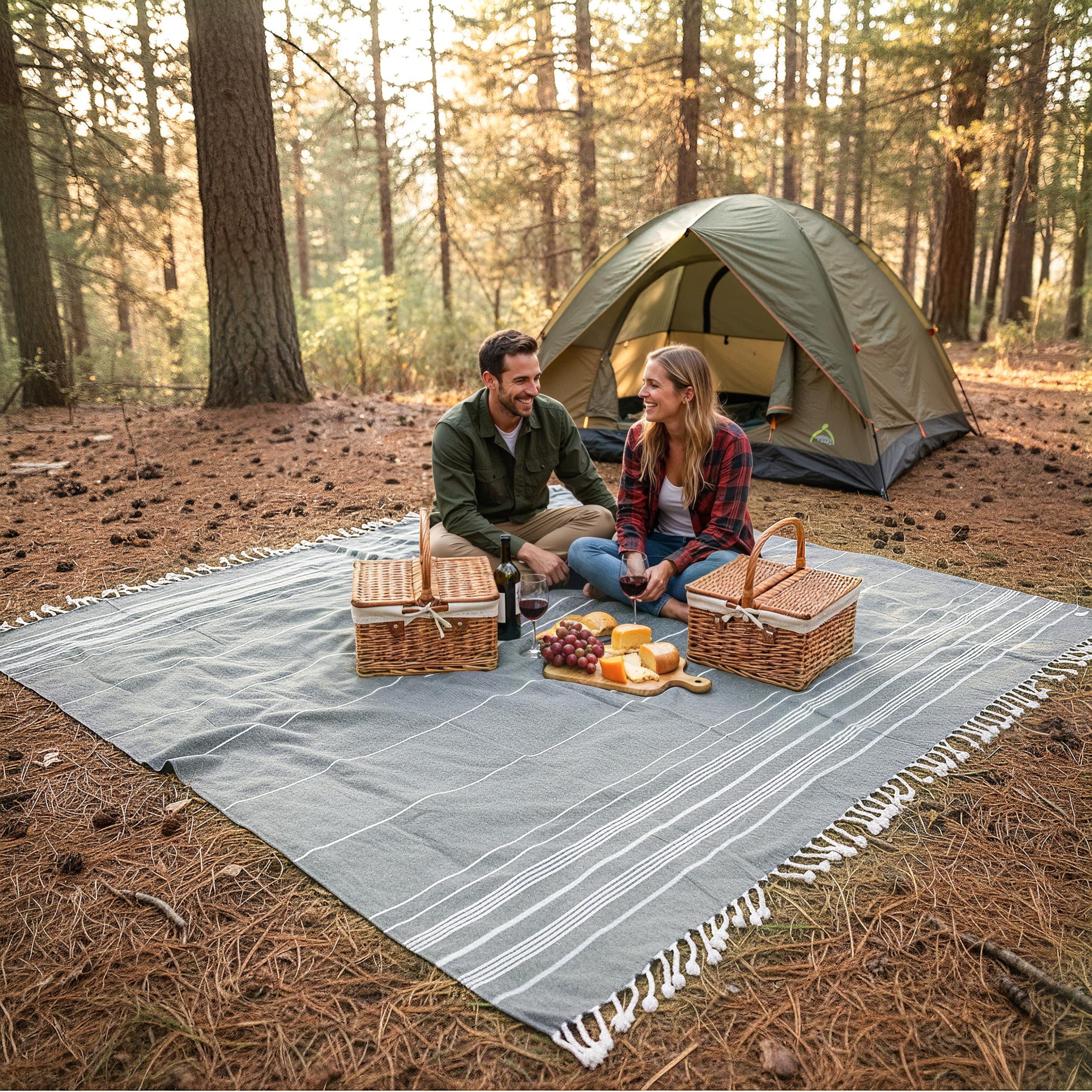 LANE LINEN Oversized Beach Towel - Large Outdoor Blanket with Soft Pre-Washed Finish - 82x82, Ideal for Coastal Getaways, Backya
