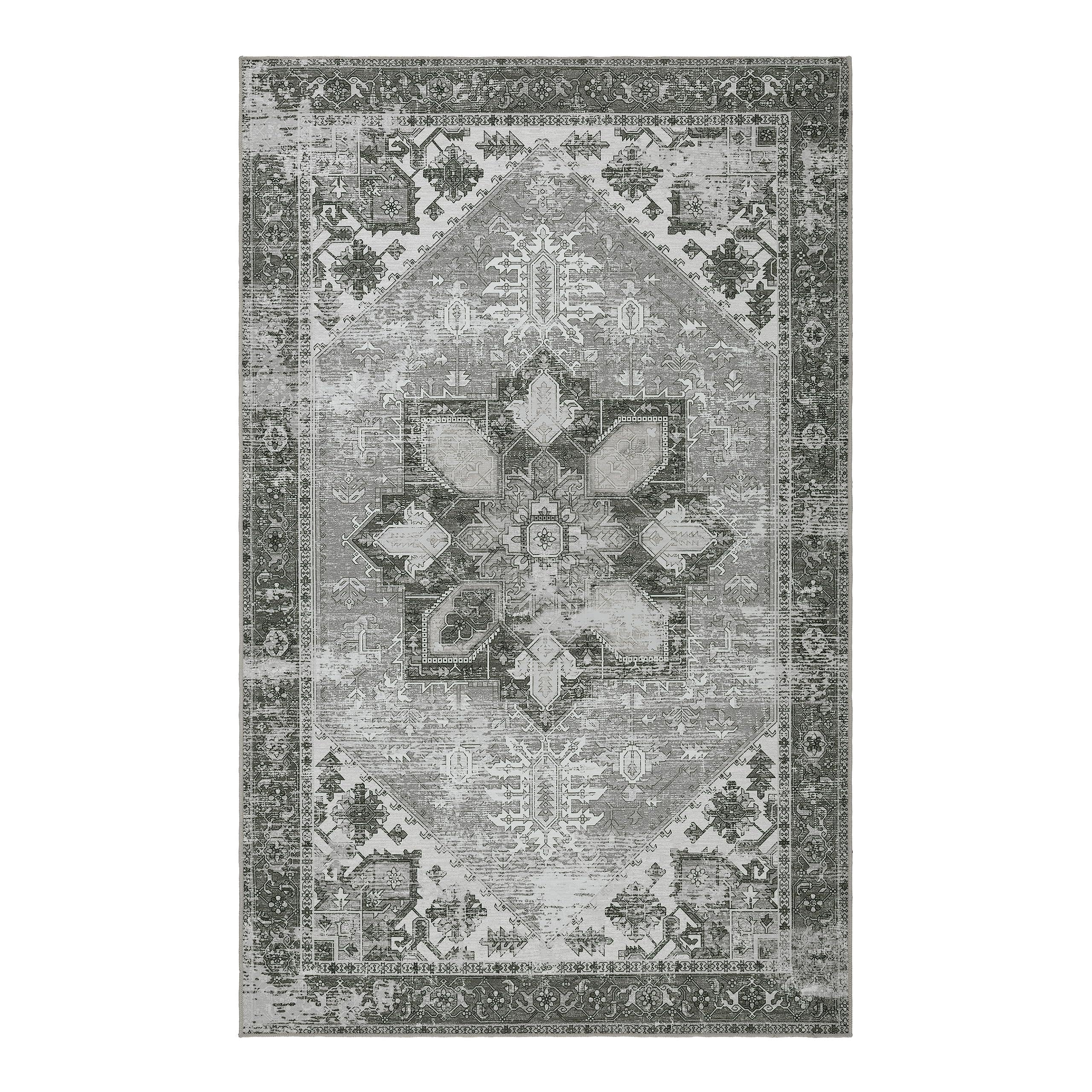SAFAVIEH Washable Rug Tucson Collection - 26 x 4, Dark Sage & Ivory, Slip Resistant, Ideal for High Traffic Areas in Entryway,