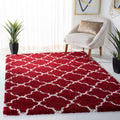 Safavieh Hudson Shag Collection Accent Rug - 4 x 6, Red & Ivory, Trellis Design, Non-Shedding & Easy Care, 2-inch Thick Ideal 