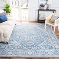 Safavieh Brentwood Collection Area Rug - 10' x 13', Ivory & Blue, Medallion Distressed Design, Non-Shedding & Easy Care, Ideal f