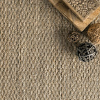 Nuloom 4X6 Elijah Seagrass Area Rug, Brown, Solid Farmhouse Style, Cotton Bordered, Basketweave, Natural Fiber, For Bedroom, Din