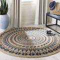 SAFAVIEH Natural Fiber Round Collection 8 Round Royal Blue NF802D Handmade Boho Mandala Braided Jute Area Rug