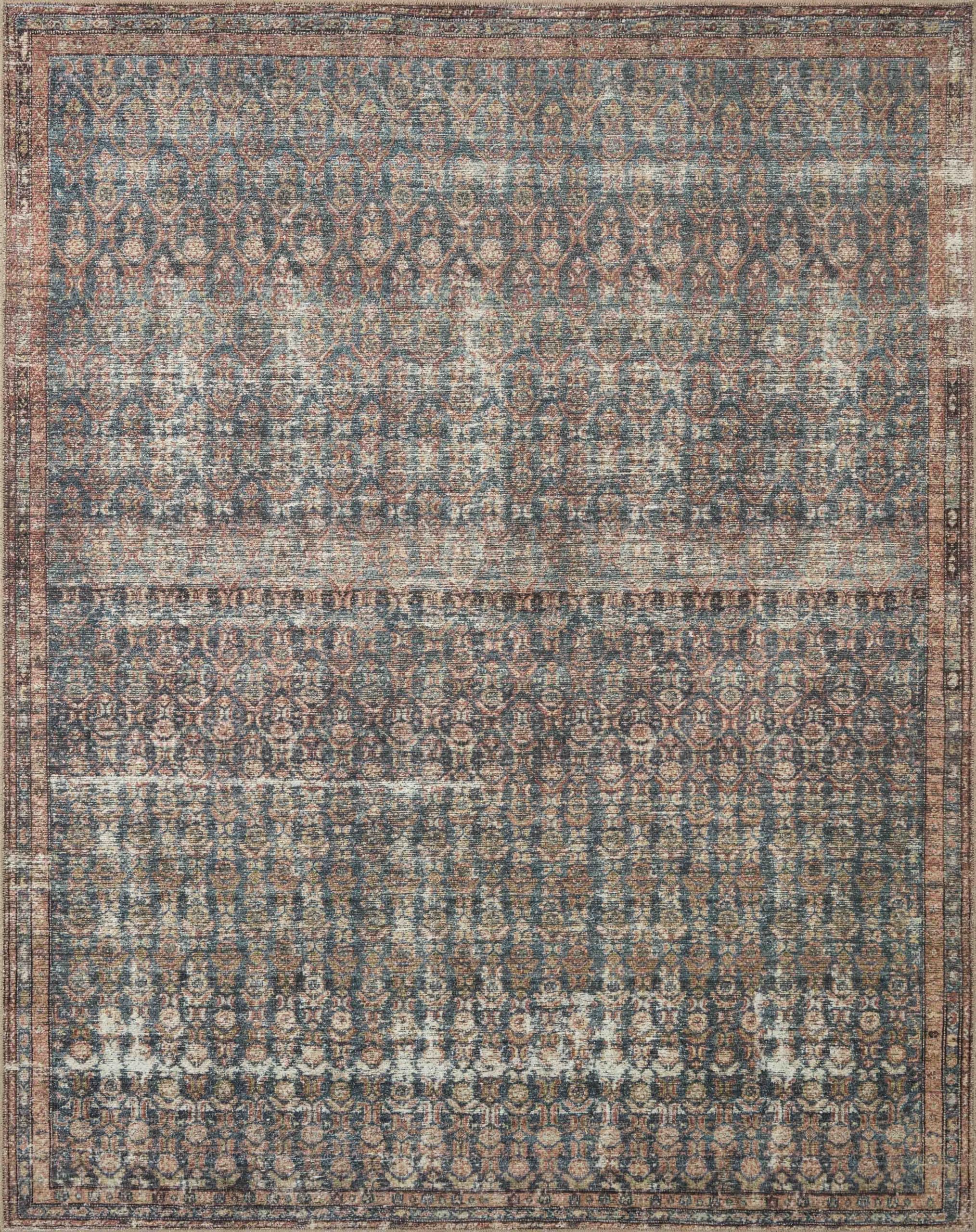 Loloi Amber Lewis x Billie Collection, Ocean & Brick 5-0 x 7-6 Area Rug - Antique & Distressed Accent Rugs for Living Room, Be