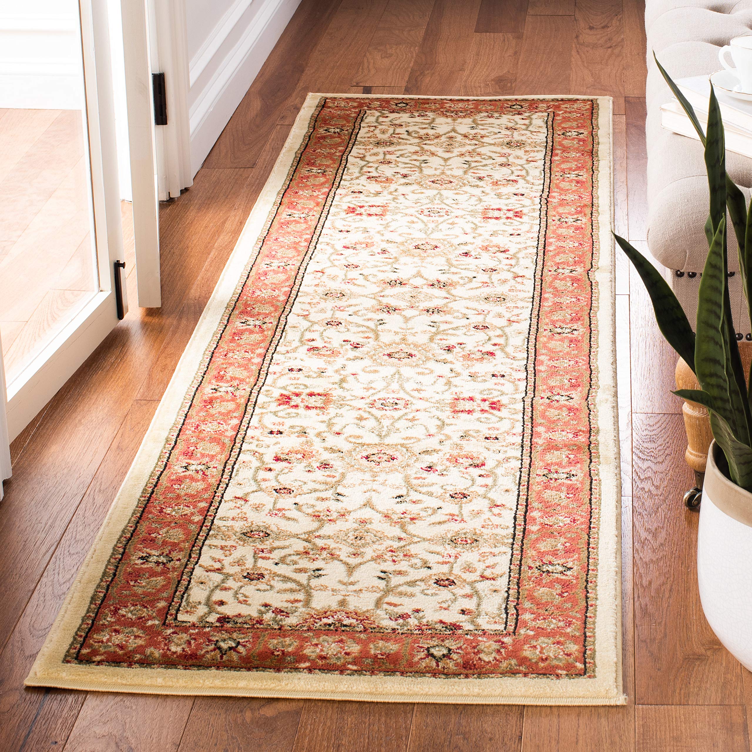 SAFAVIEH Lyndhurst Collection Runner Rug - 23 x 10, Ivory & Rust, Traditional Oriental Design, Non-Shedding & Easy Care, Ideal