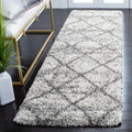 SAFAVIEH Hudson Shag Collection Runner Rug - 23 x 6, Grey & Beige, Modern Trellis Design, Non-Shedding & Easy Care, 2-inch Thi