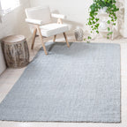 SAFAVIEH Natural Fiber Collection Area Rug - 7' Square, Light Grey, Handmade Farmhouse Jute, Ideal for High Traffic Areas in Liv