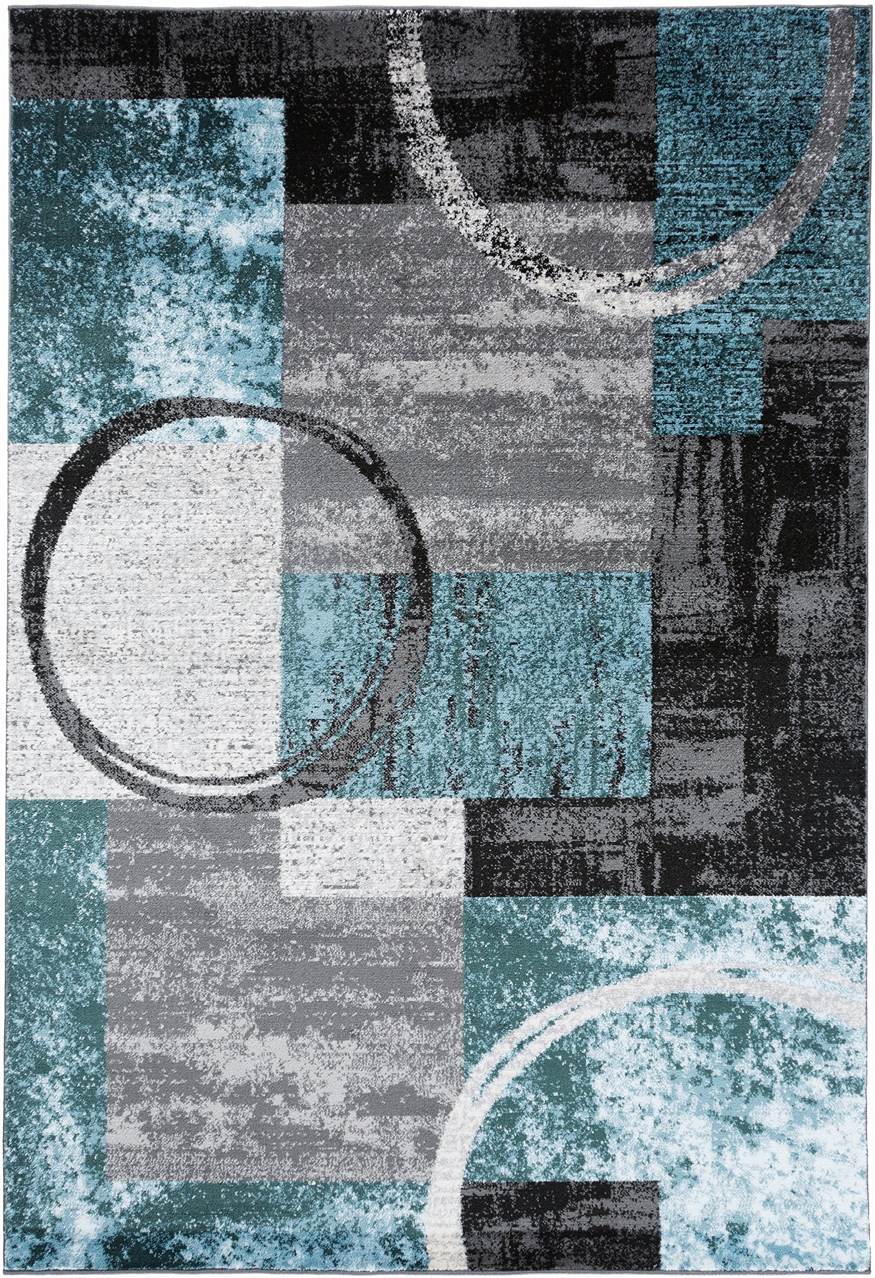 Rugshop Contemporary Abstract Circle Design Soft Area Rug 7'10'' X 10'2'' Gray