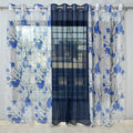 UNNAK Net Transparent 5Ft Curtain Drapes for Window Pack of 3 | Floral and Solid Panels for Home and Office Decor | Fancy Eyelet