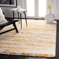SAFAVIEH Hudson Shag Collection Area Rug - 4 Square, Ivory & Gold, Modern Design, Non-Shedding & Easy Care, 2-inch Thick Ideal 