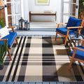SAFAVIEH Courtyard Collection Area Rug - 10 x 14, Black & Bone, Plaid Design, Indoor/Outdoor & Washable, Ideal for Patio, Back