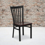 Flash Furniture HERCULES Series Black School House Back Metal Restaurant Chair - Mahogany Wood Seat