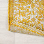 Jonathan Y Smb100E-5Sq Tela Bohemian Textured Weave Floral Indoor Outdoor -Area Rug, Coastal Traditional Transitional Easy-Cleaning,Bedroom,Kitchen,Backyard,Patio, Yellow/Cream, 5' Square