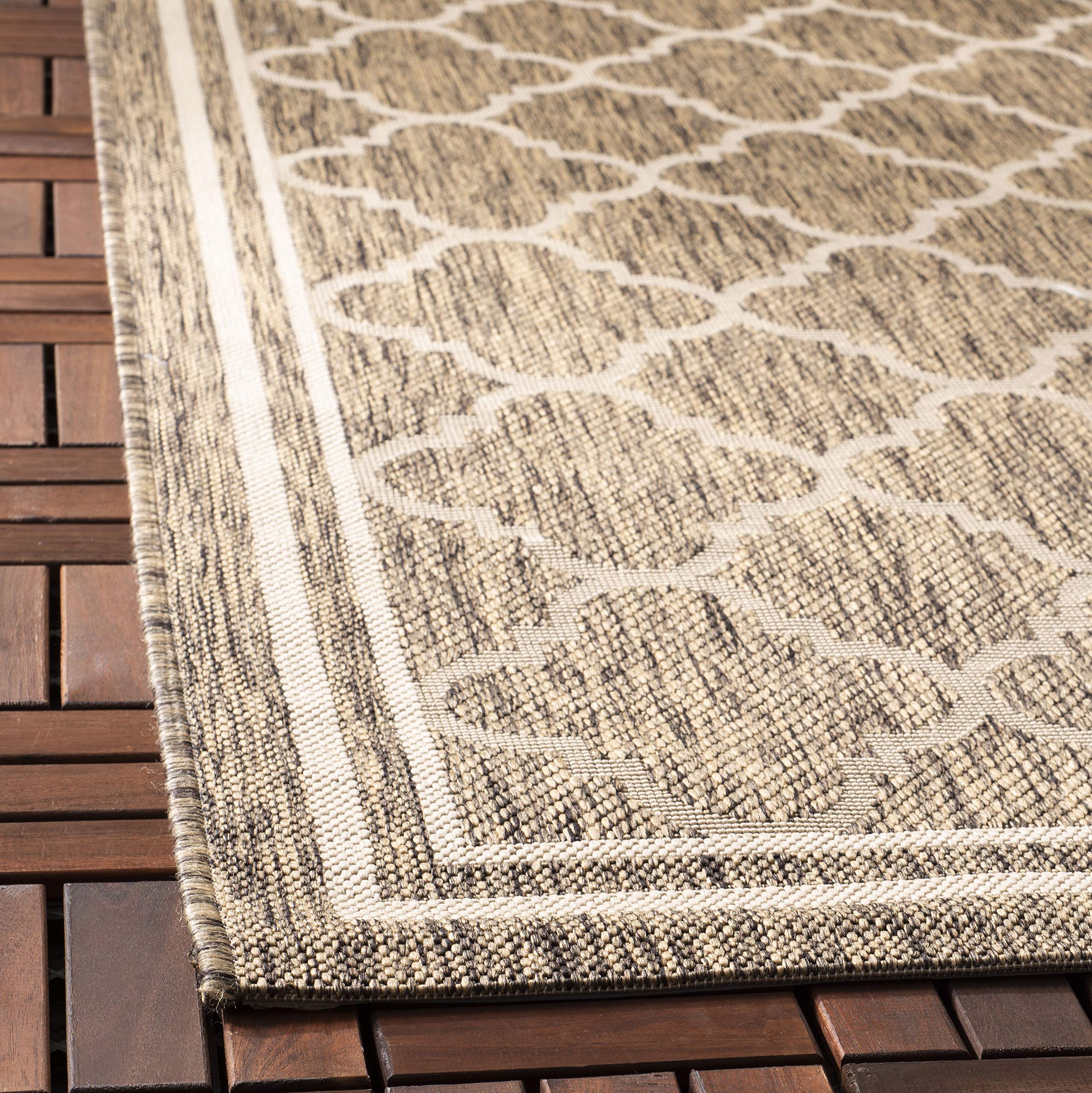 Safavieh Courtyard Collection 8' X 10' Brown/Bone Cy6918 Trellis Indoor/ Outdoor Waterproof Easy-Cleaning Patio Backyard Mudroom Area-Rug