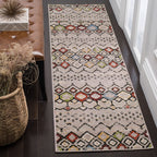 SAFAVIEH Amsterdam Collection Runner Rug - 2'3'' x 6', Light Grey & Multi, Moroccan Boho Design, Non-Shedding & Easy Care, Ideal