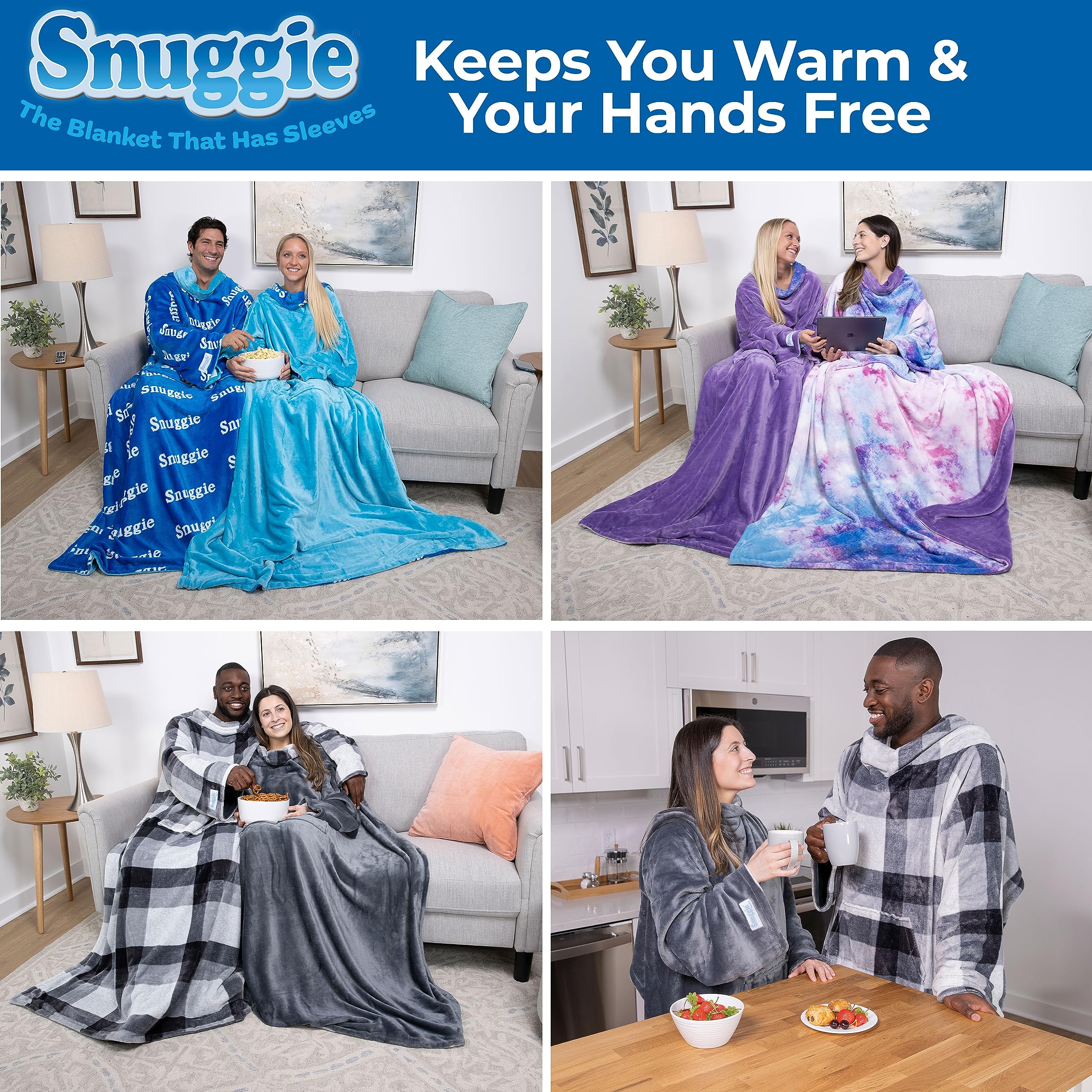 Snuggie Reversible - The Original As Seen On Tv Wearable Blanket That Has Sleeves - Cozy, Warm And Soft Velveteen - Oversized Fu