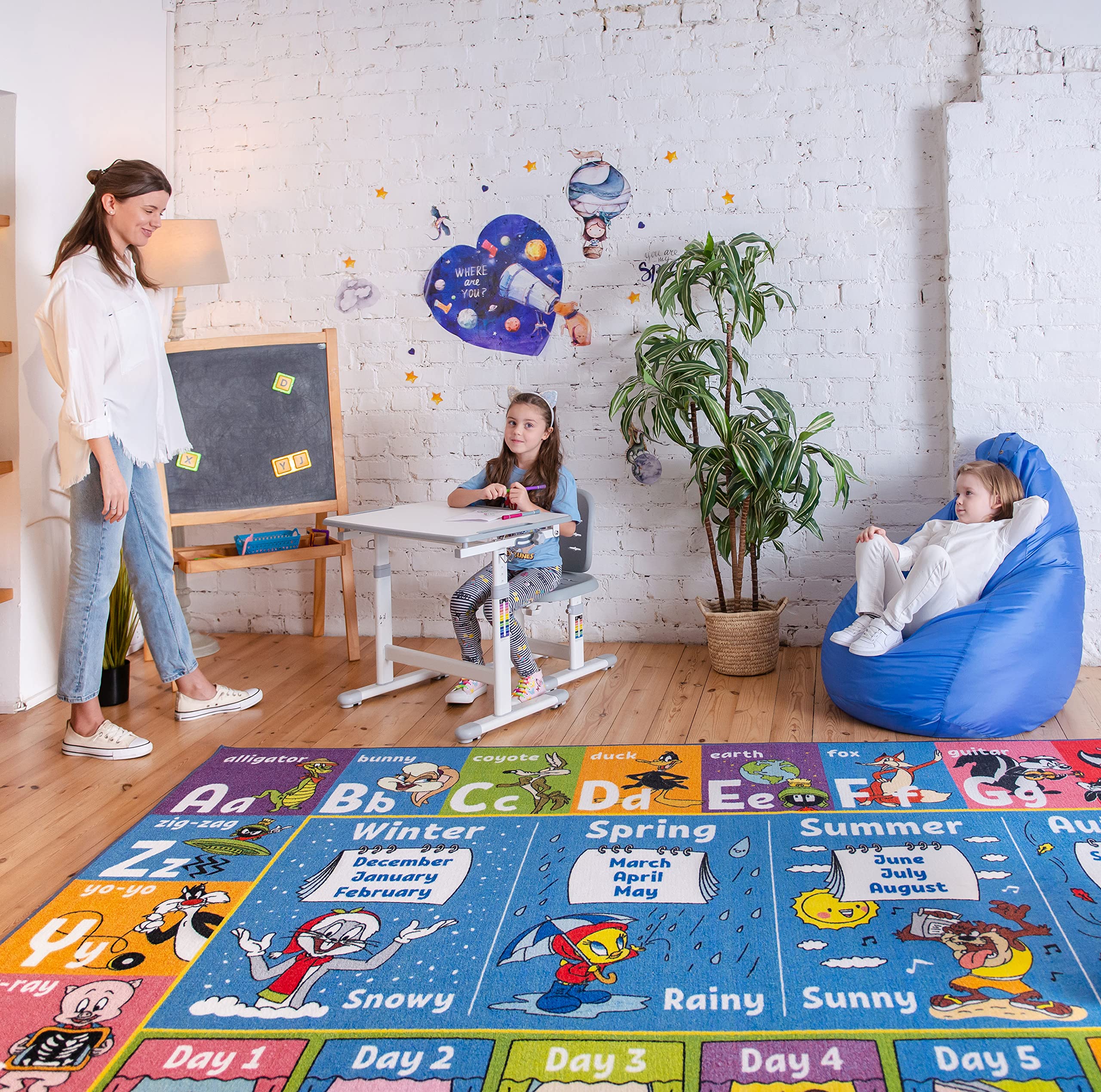 Kc Cubs | Looney Tunes Abc Alphabet, Seasons, Months And Days Of The Week Educational Learning & Game Play Area Non Slip Boy & G