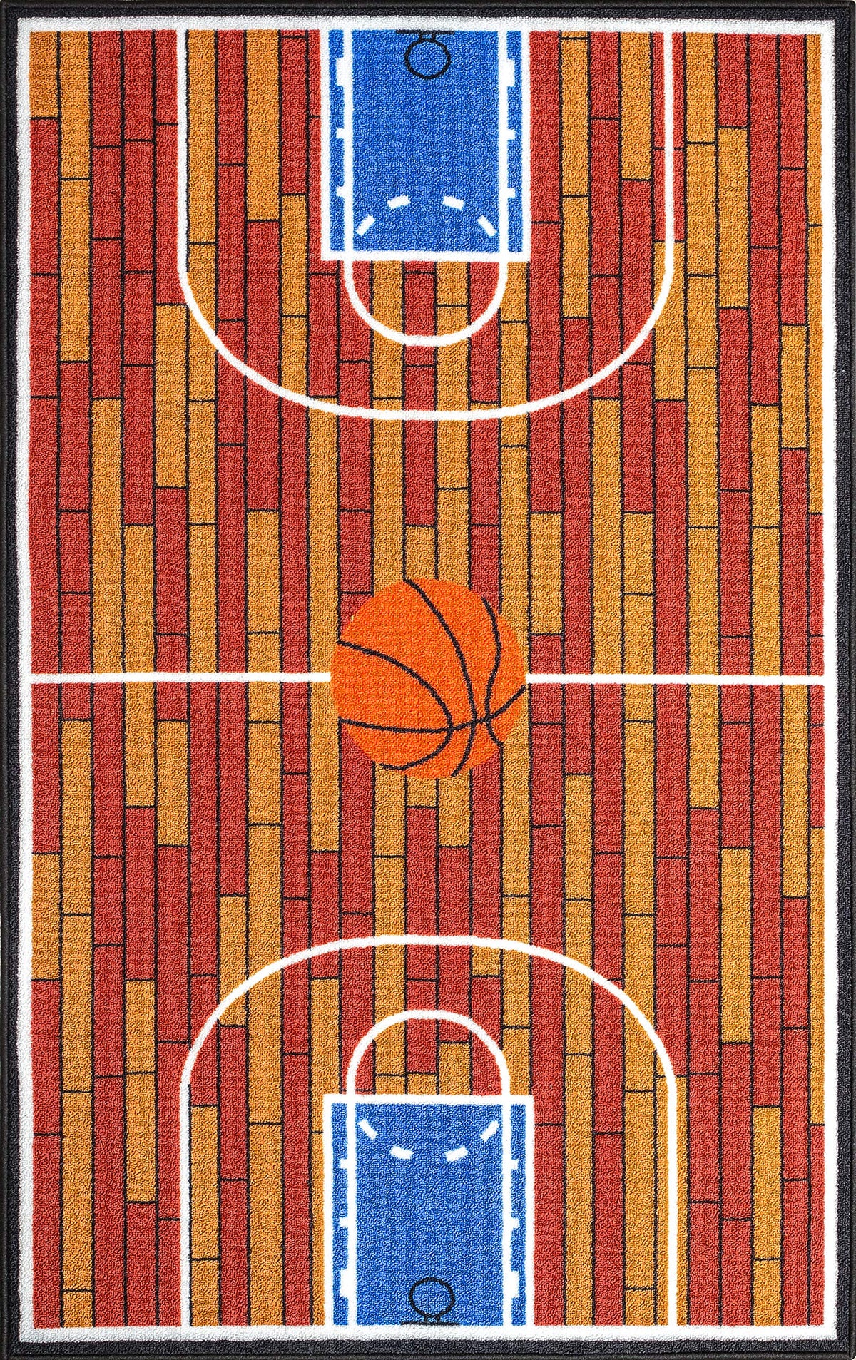 Furnish My Place 690 Rust Basketball Childrens Play Area Rug For Bathroom, Playroom & Kindergarten Classroom, (6'7'X9'2')