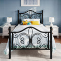 SHA CERLIN Twin Size Bed Frame for Kids,Metal Bed Frame with Butterfly Pattern Design Headboard and Footboard,No Box Spring Need