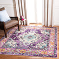 SAFAVIEH Monaco Collection 67 Square Violet/Light Blue MNC243L Boho Chic Medallion Distressed Non-Shedding Living Room Bedroom 