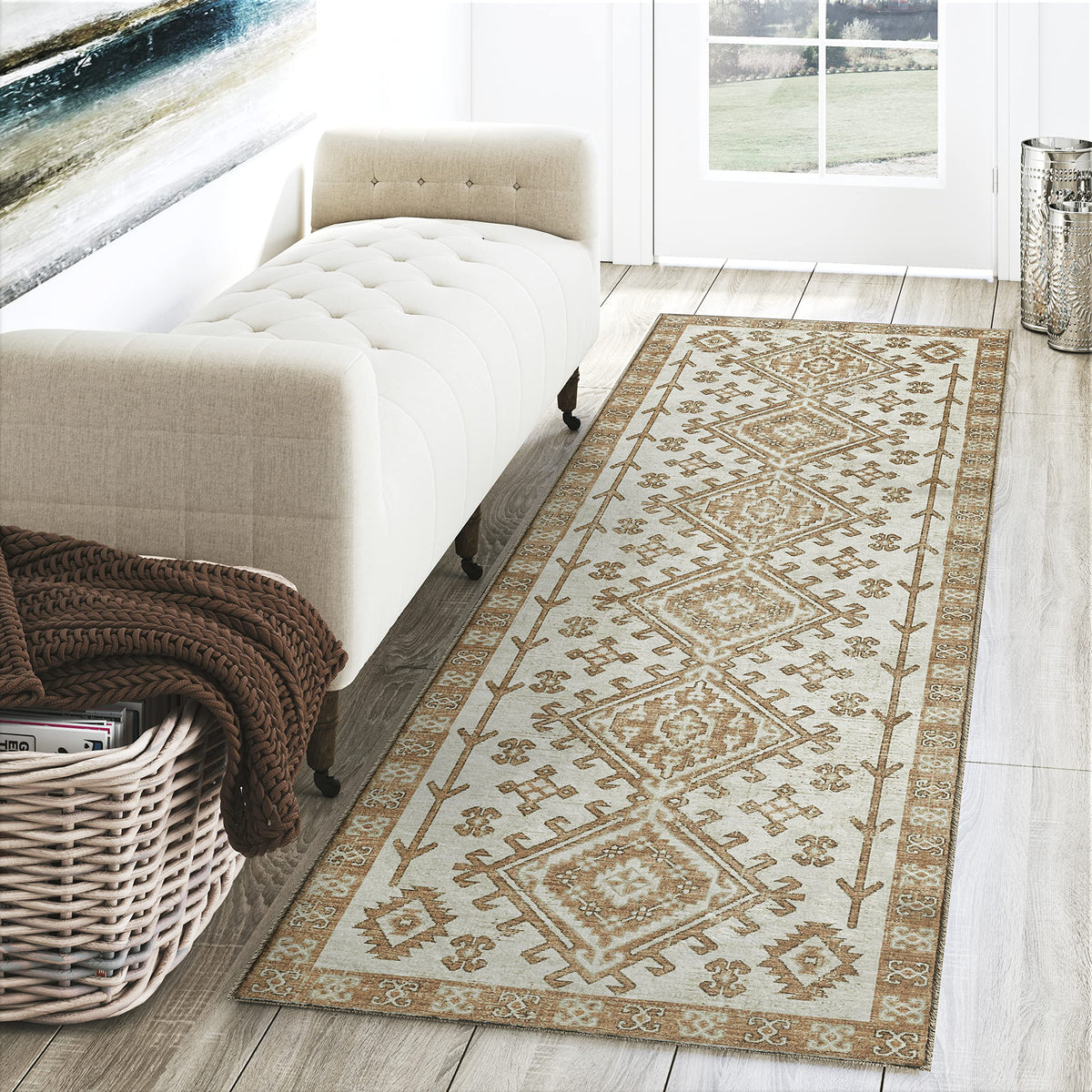 Dalyn Rugs Brisbane Br2 Aztec Medalion Ivory 2'3&quot; X 7'6&quot;