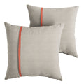Sorra Home X Sunbrella - Indoor Outdoor Square Pillows, Set Of 2, 16 X 16, Silver Grey & Canvas Melon Orange